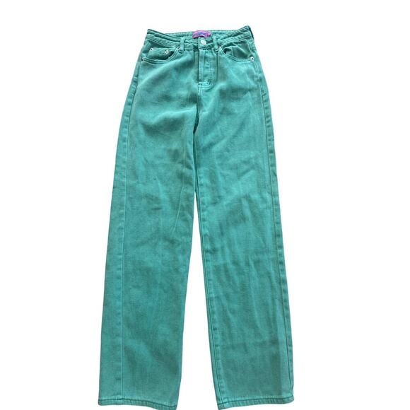 Edikted Green Straight Leg Jeans Size XS - Picture 1 of 5